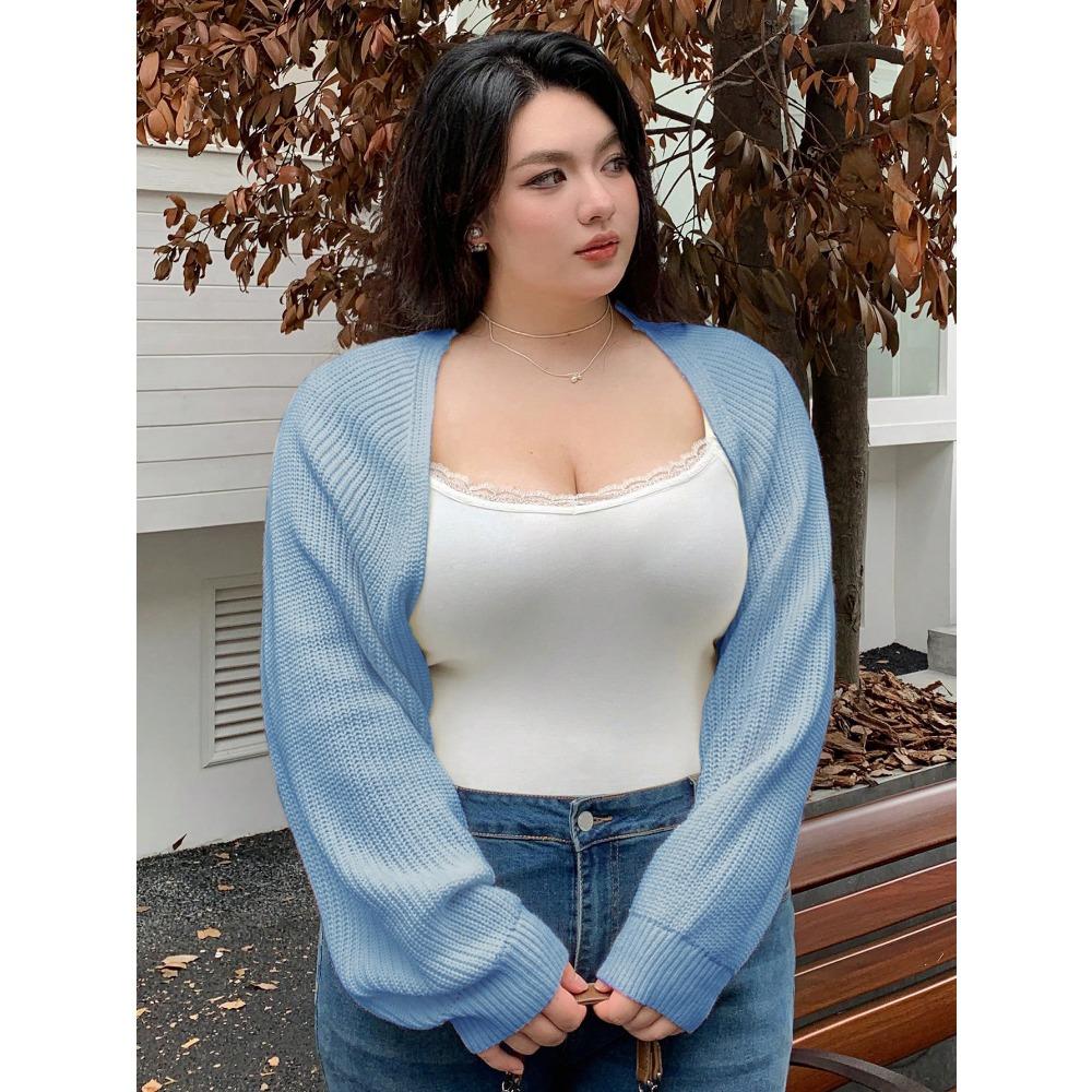 New Large-sized Sexy Solid-color Long-sleeved Cardigan Knitted Sweater for Women In Autumn and Winter