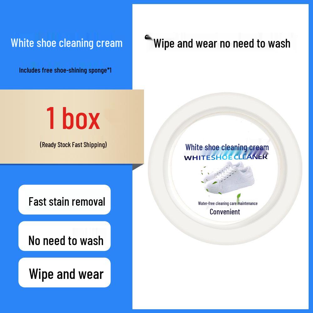 

White Shoe Cleaning Cream: Yellowing Remover & No-Wash Shoe Polishing Brush