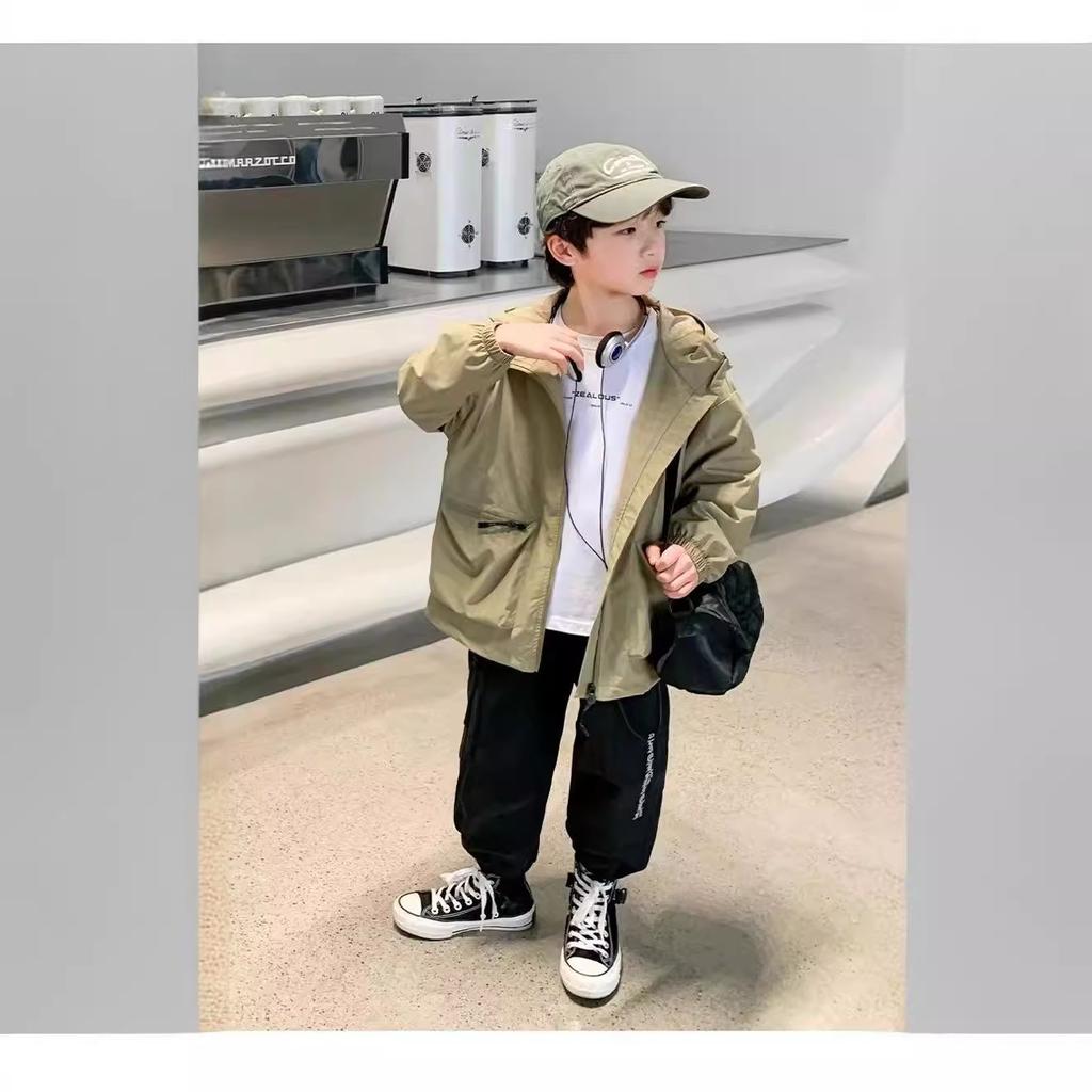 Boys Windbreak Jackets Spring Kids Zipper Warm Tracksuit Coats Autumn Children's Clothing Teen Hooded Outerwear 4-14 Years