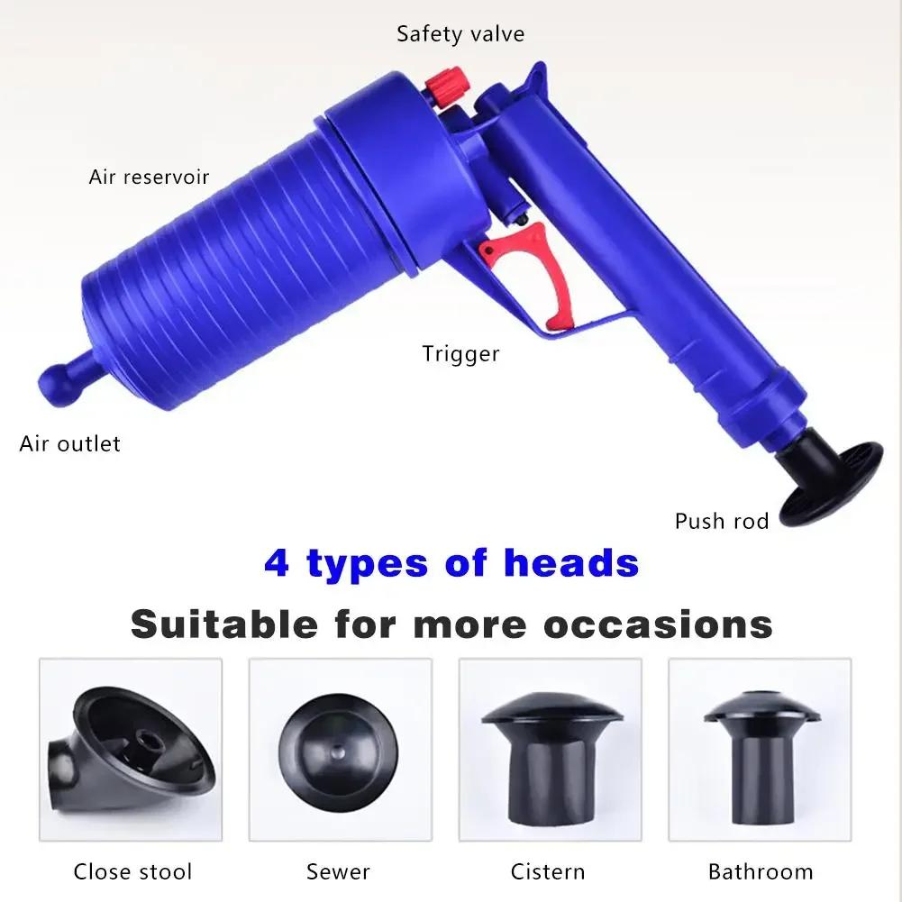 Air Power Drain Blaster Gun Pump Pipeline Clogged Remover Bathroom Sink Toilet Cleaner High Pressure Pipe Plunger Drain Cleaner
