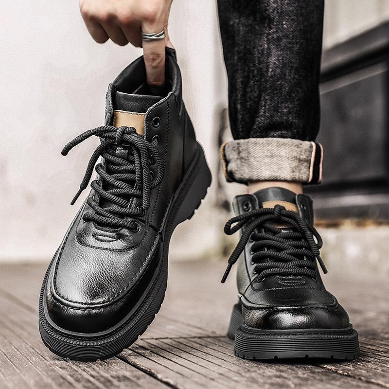 Men's autumn/winter boots High quality luxury minimalist style Work and office Outdoor fashion high top leather shoes