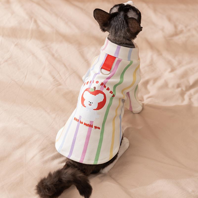 Pet clothes Autumn and winter bottoming shirt German cat clothes Striped cat clothes
