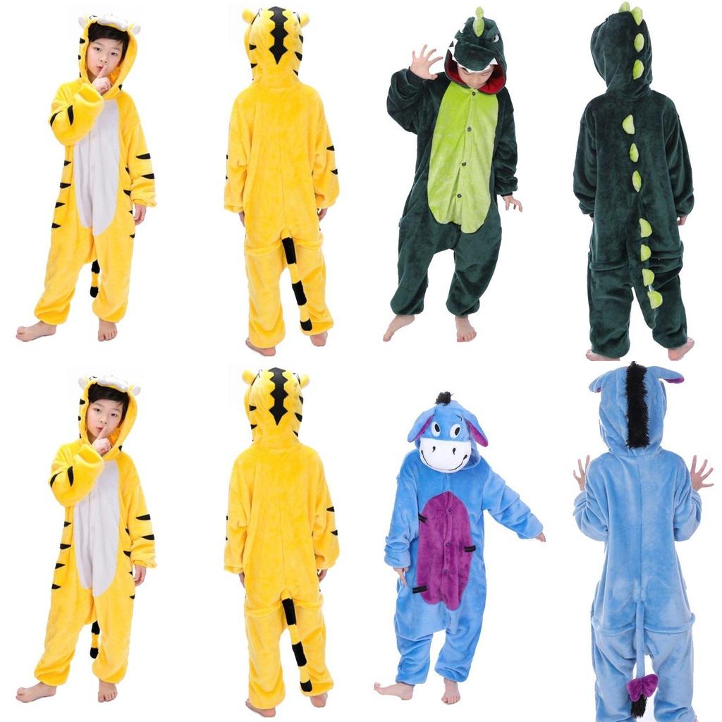 Entzückender Tier-Flanellpyjama für Kinder mit gemütlichem Onesie-Schlafanzug mit Taschen