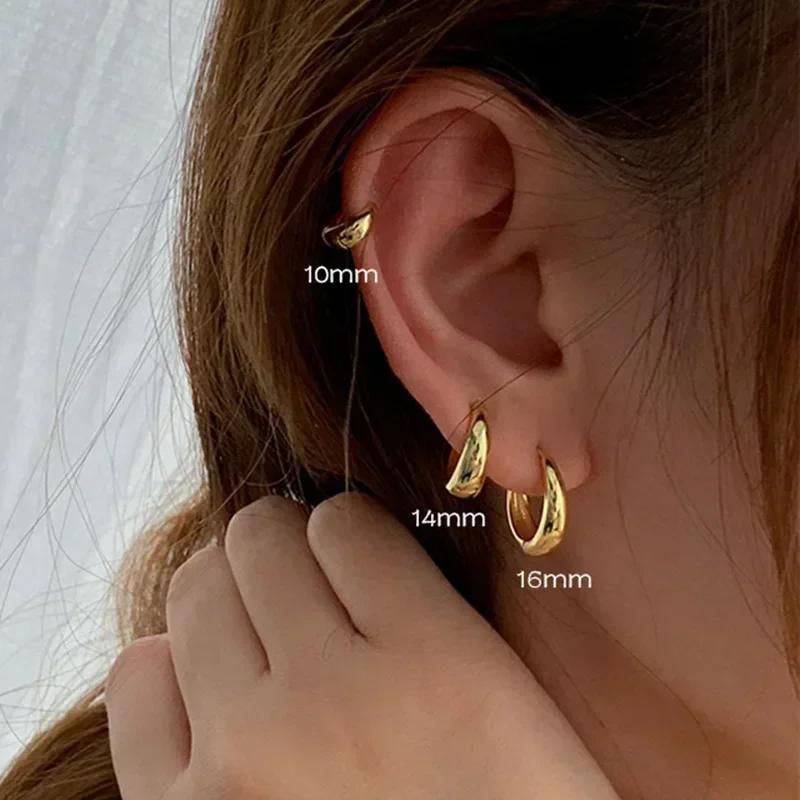 6Pcs Trendy Stainless Steel Gold Round Hoop Earrings For Women Simple Fashion Geometric Drop Earring Set Jewelry Party Gifts