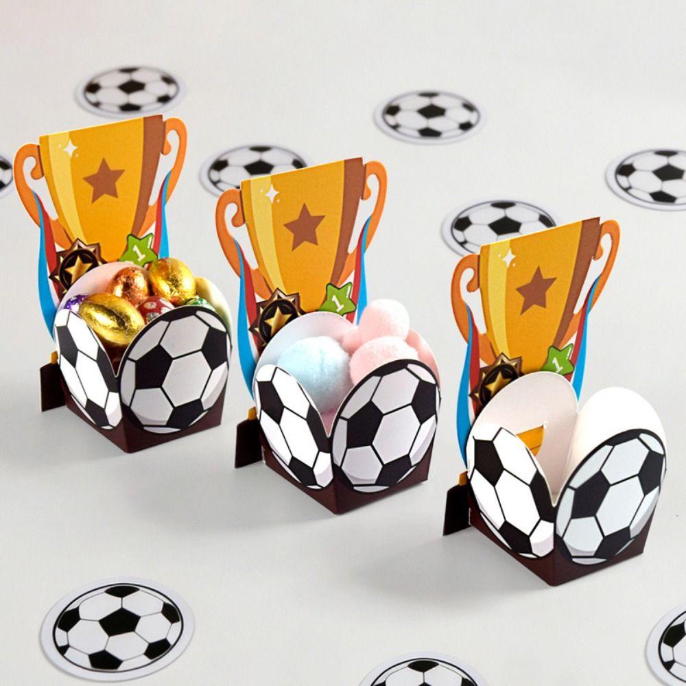 10Pcs/Pack Simple Soccer Party Treat Boxes Portable Mini Football Gift Box  Theme Decorations