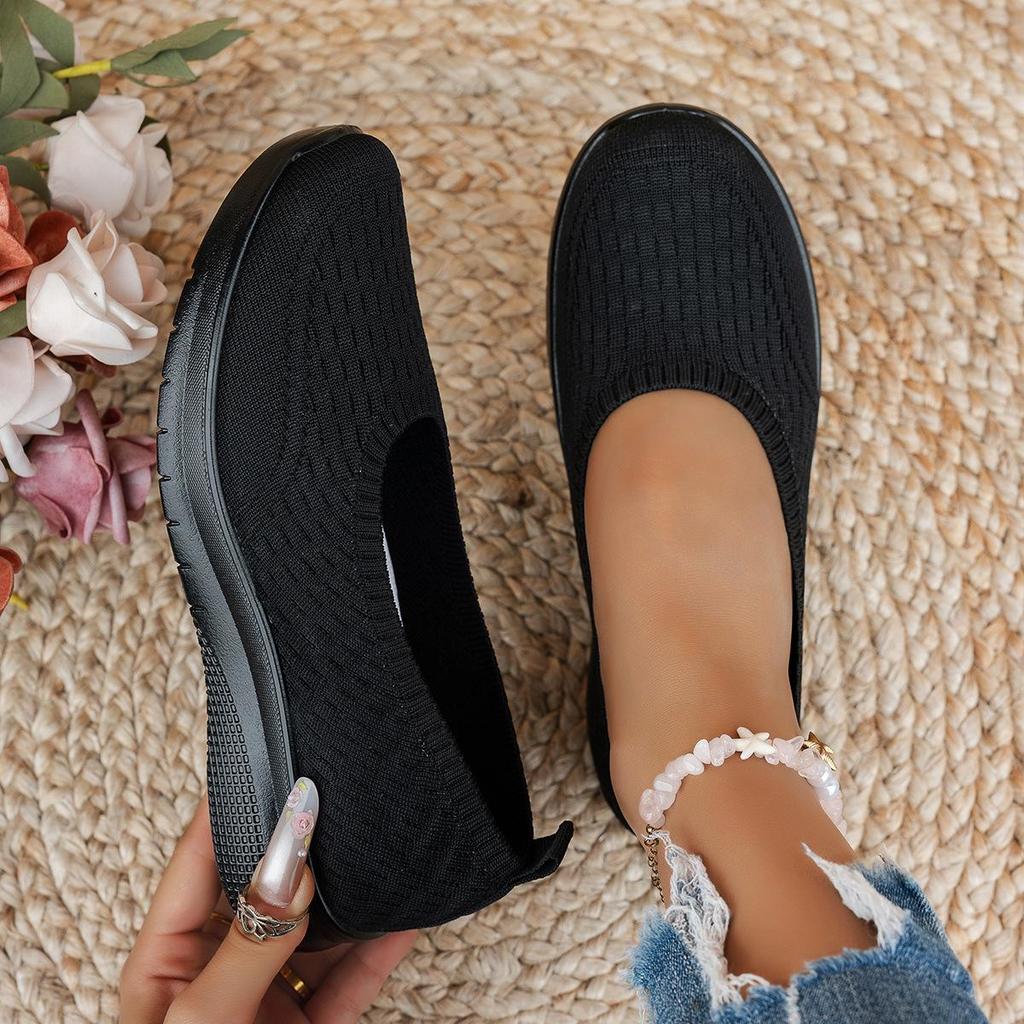 Pantofi casual pentru femei plus-size, Pantofi sport noi pentru femei, cu vârf rotund, toc jos, țesuți din plasă