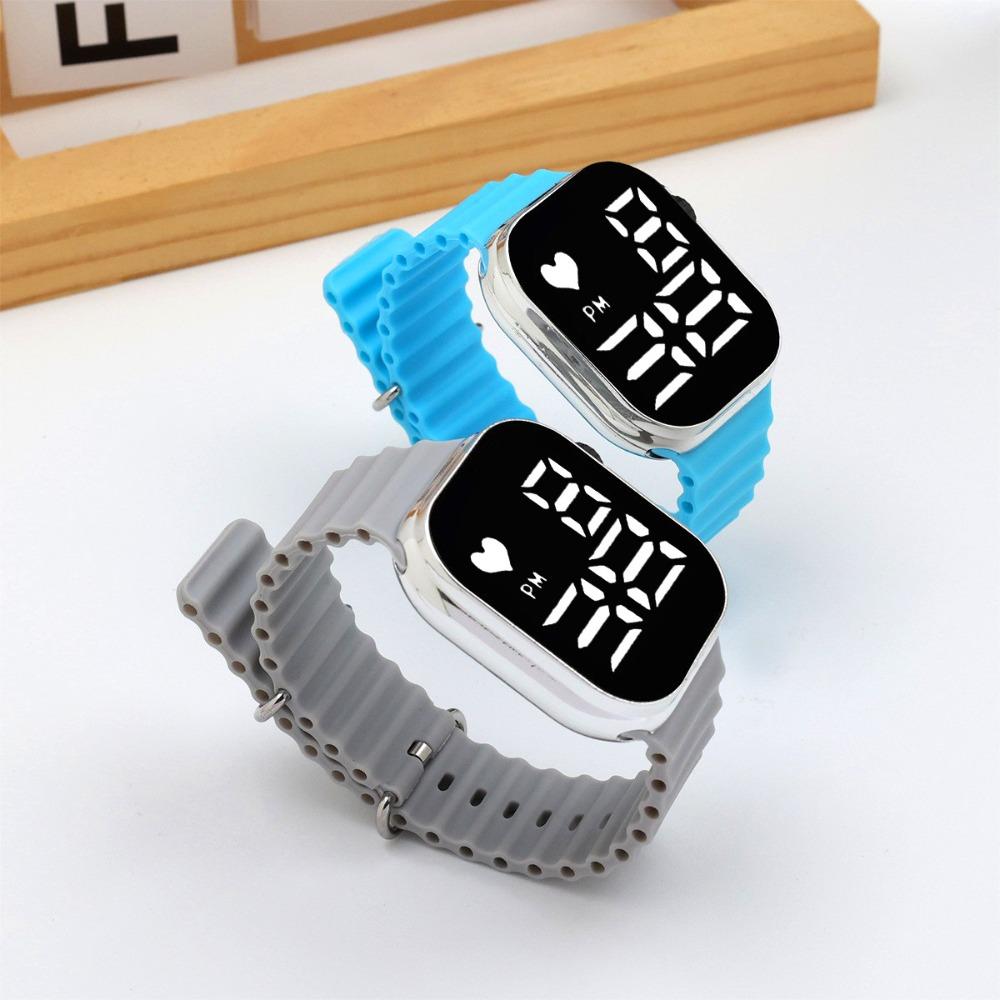 Large Dial Electronic Watch Rectangular Wristwatch Casual Digital Watch  For Boys Girls