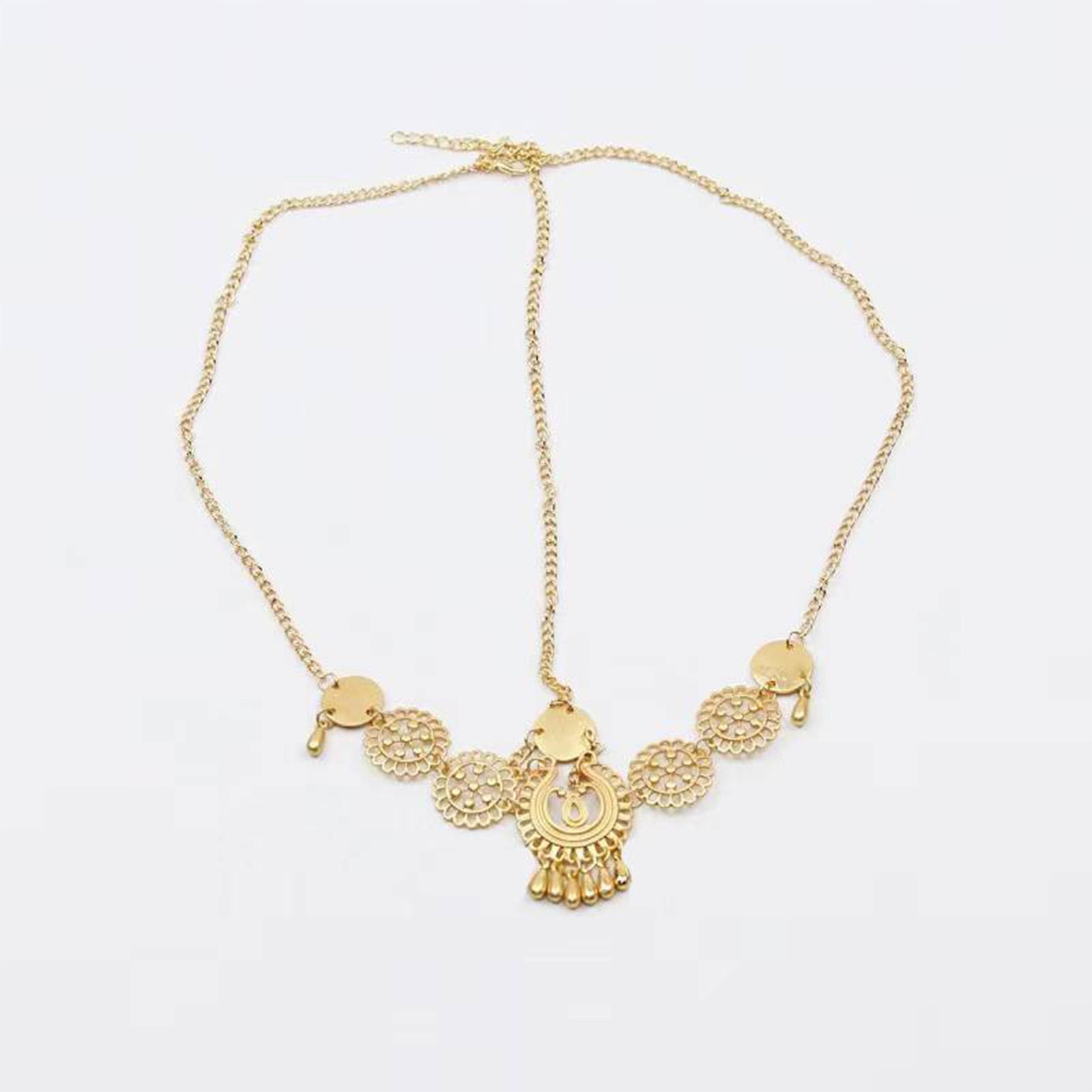 

Этнический пояс для волос для женщин Винтажная металлическая резная цепочка на лоб с кисточкой Этническая цепочка-украшение на лоб Косплей Аксессуары для волос золотой