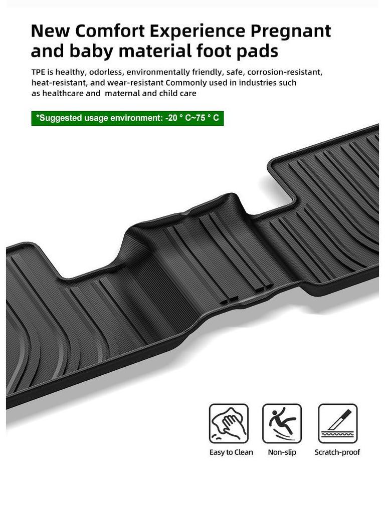 Stain-Resistant TPE Floor & Rear Bed Mats for 2004-2024 Toyota Tacoma