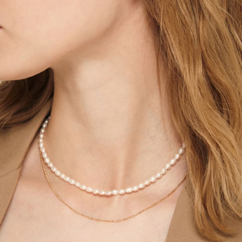 murmur [925silver]Petit oval pearl necklace