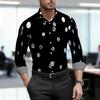 2026 Men's New Black and White Polka Dot Printed Long Sleeved Shirt, Business Slim Fit Trendy Casual Shirt, High-quality Fabric