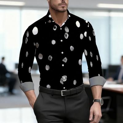 2026 Herren Neues Schwarz-Weiß Gepunktetes Langarmhemd, Business Slim Fit Trendiges Freizeithemd, Hochwertiger Stoff