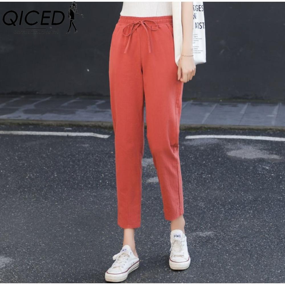 QICED Pantaloni și capri cu imprimeu ocazional la modă pentru femei