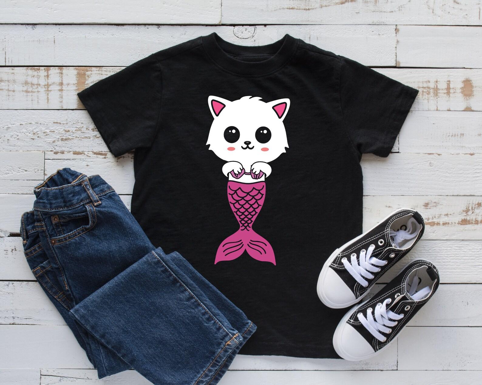 Mermaid Cat T-Shirt, Cute Mermaids Tee, Cat Kids T-shirt, Toddler Tee, Tank Top, T-shirt, T-shirt,T-shirt, Kids Tee Apparel Gift XL