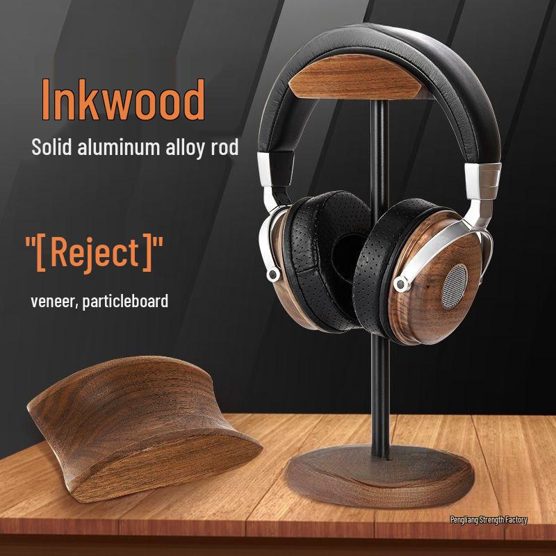 Heavy Duty Solid Walnut Wood & Metal Headphone Stand