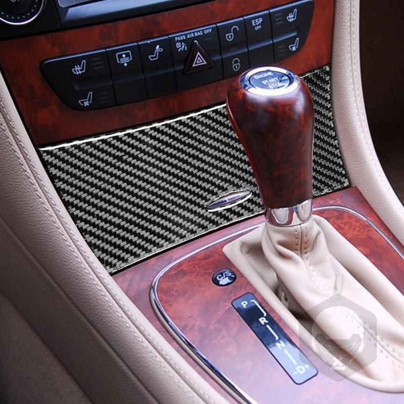 Real Carbon Fiber Car Accessories Center Storage Panel Cover Soft Sticker For Mercedes CLS C219 2004 2005 2006 2007 2008 2009