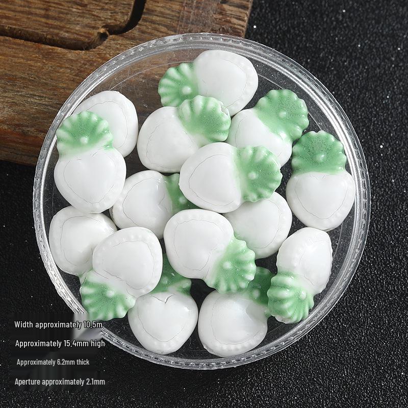 Children s DIY Ceramic Macaron Heart Beads for Bracelet & Necklace Making Hand-painted Vegetable Fruit Bead (Ceramic)