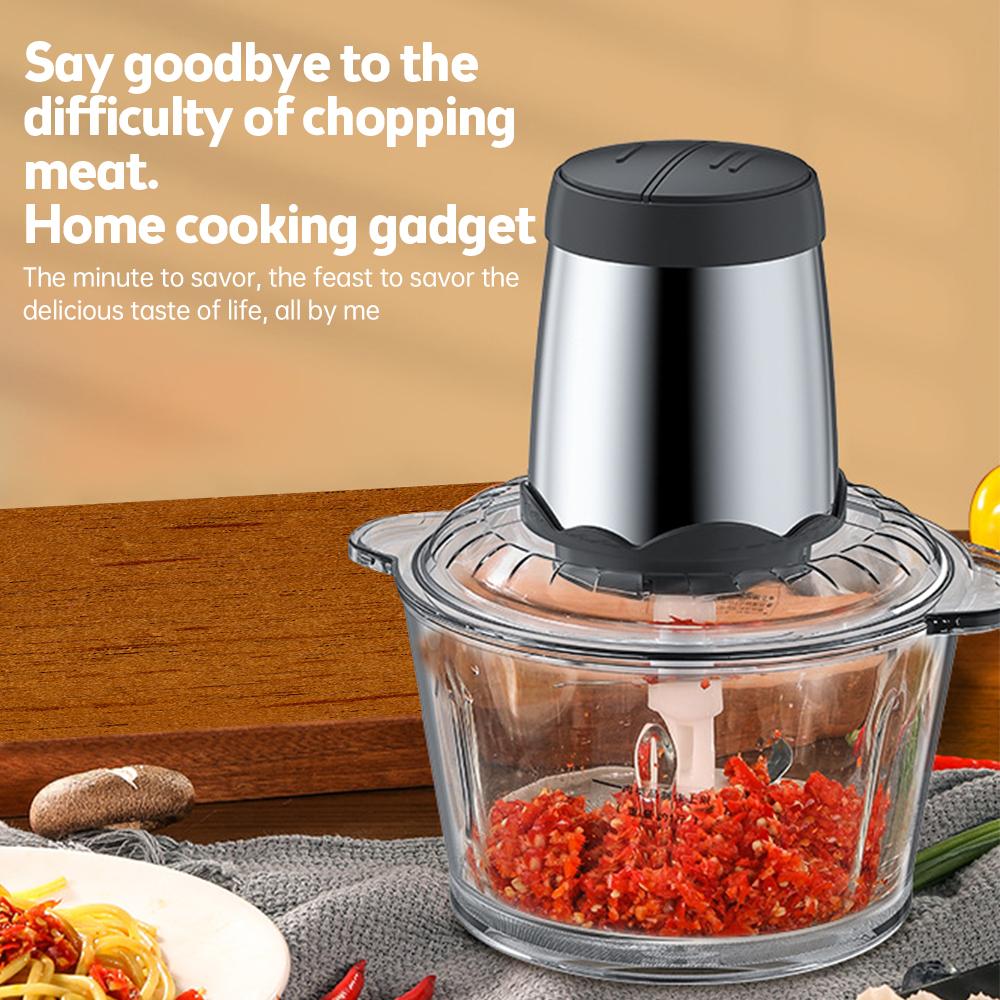 Dual Speed Food Processor 300W Electric Meat Grinder 4 Bi Level Blades Vegetable Chopper Detachable Dishwasher Safe