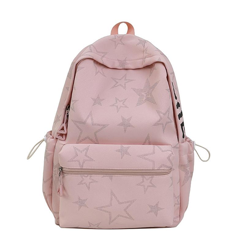 Модный рюкзак со звездным принтом для женщин и девочек, школьный, для путешествий, с милым плюшевым брелоком розовый