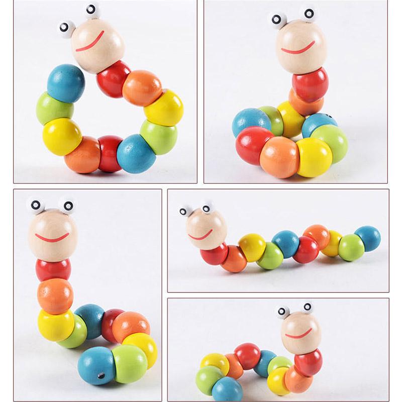 1PC Insect Toys Colorful Wooden Worm Puzzles for Children Learning Education Teaching Baby Toys Finger Games Children Montessori Gifts Insect Toys