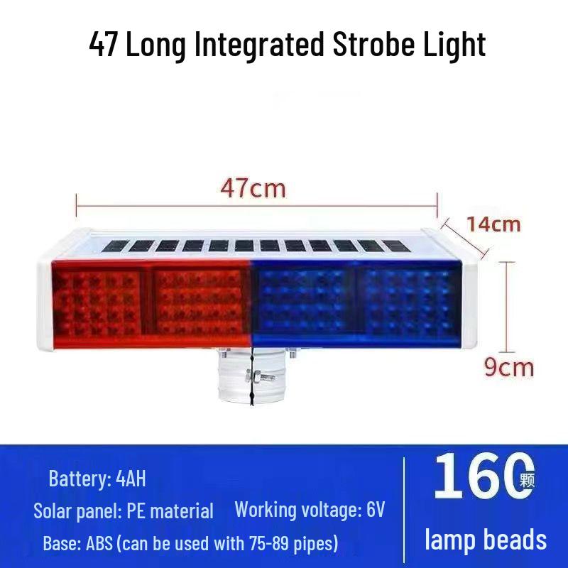Solar-Powered Red/Blue LED Warning Strobe for Roadblocks and Construction Sites