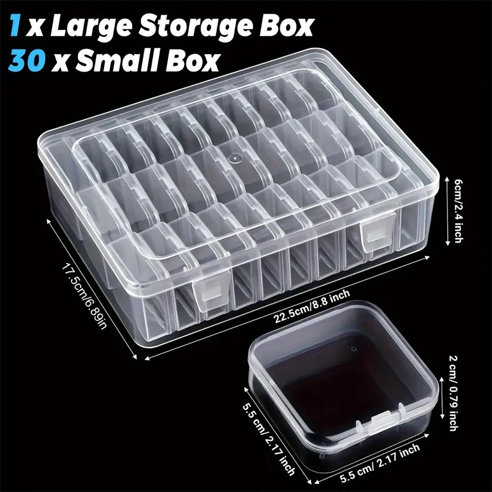 

30pcs/set Transparent Plastic Storage Boxes Durable Organizer with Snap Closure Removable Trays for Crafts Jewelry Beads Box Set 1 SET прозрачный