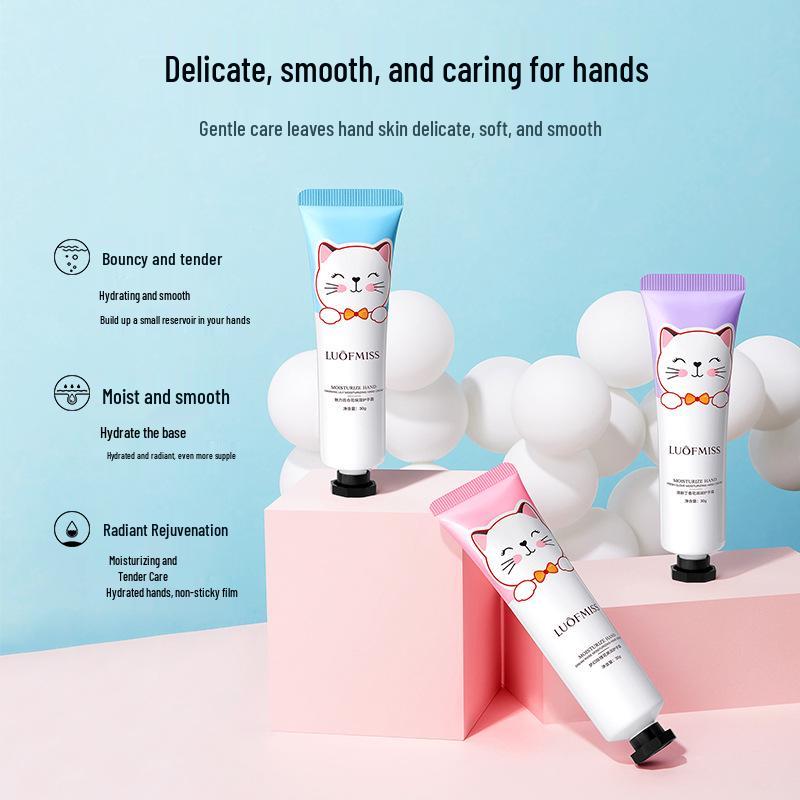 Luofan Meixi Dreamy Rose Hydrating Hand Cream with Cute Kitty Design
