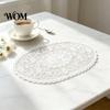 Decorative Table Covers for Weddings White Lace Doily, Elegant Retro Placemat, Embroidered Vintage Floral Doilies Tea Trays Mat, Rectangular