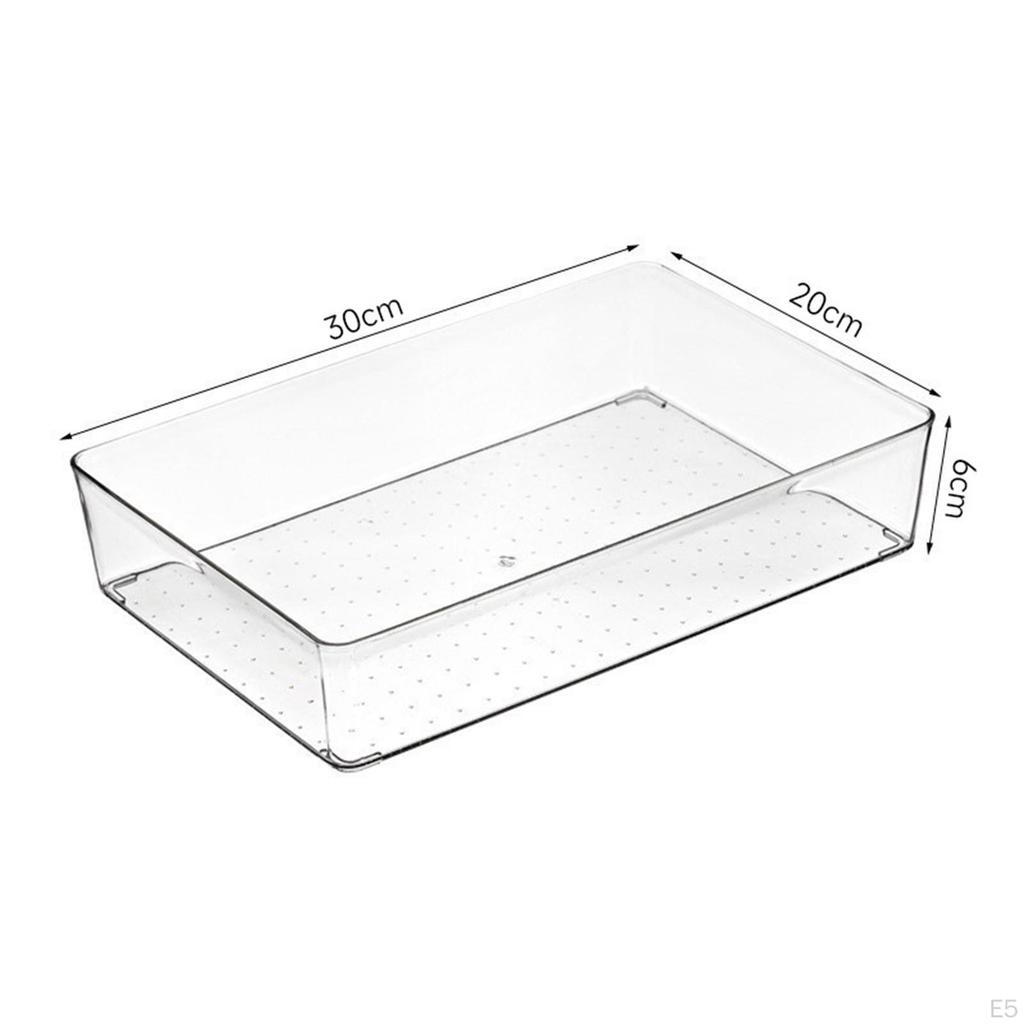 Clear Drawer Organizer Storage Tray Bin Stackable Desktop Box Fridge for