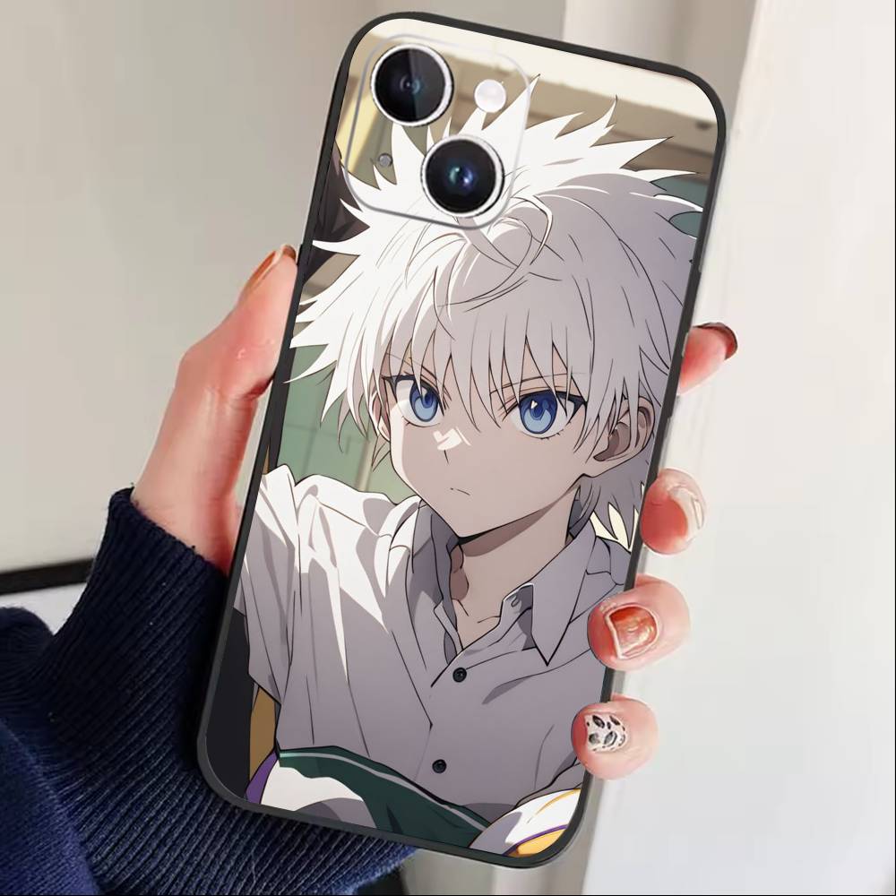D-Killua Zoldyck H-Hunter X Hunter Phone Case For iPhone 17 16 15 14 13 12 Max Plus Silicone Black Cover