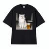 Funny Persian Cat Smoking and Drinking Beer Vintage T-shirts Men's Women Casual T Shirt Fashion Cool Short Sleeve T-shirt