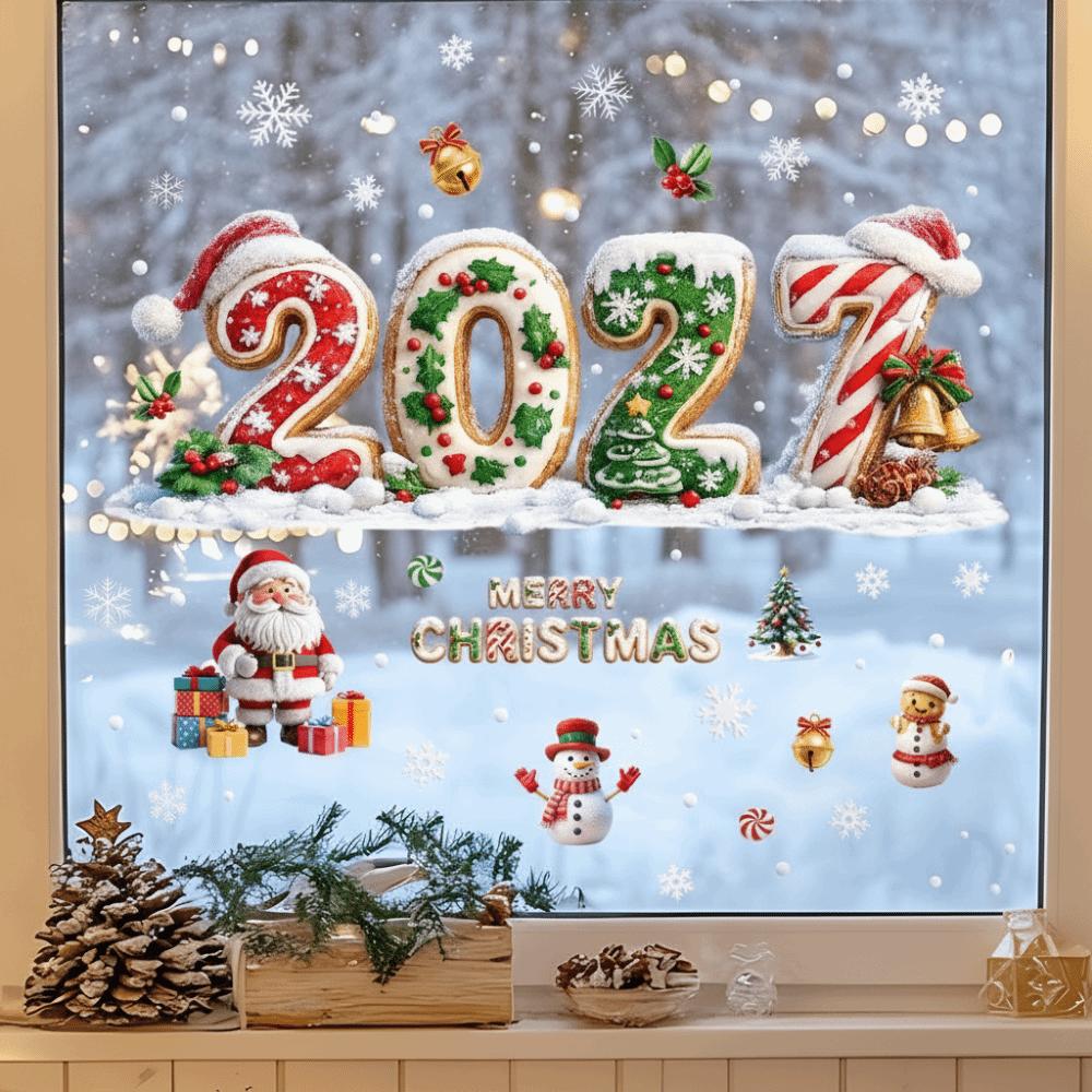 Snow Designs Christmas Window Stickers Santa Claus Designs Christmas Window Decals  Home Decor