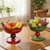 Plastic High-footed Fruit Plate Cream Style Double Layer Fruit Bowl  for Living Room