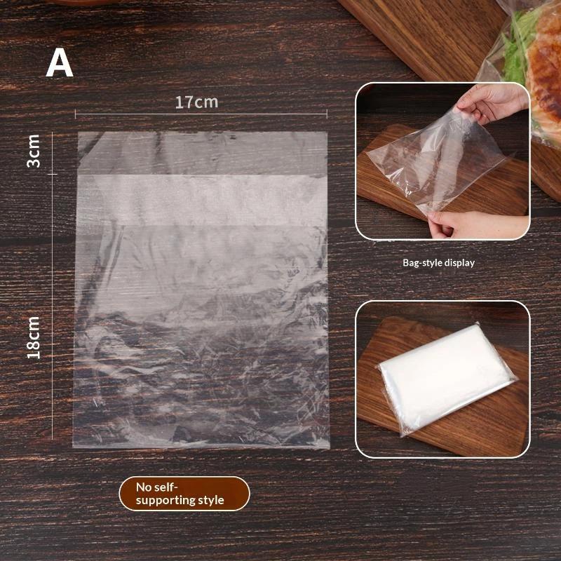 Selbstklebende Einweg-Hamburger-Tüten 100 Stück Transparent Lebensmittelecht für Sandwich Snack Backen Verpackung