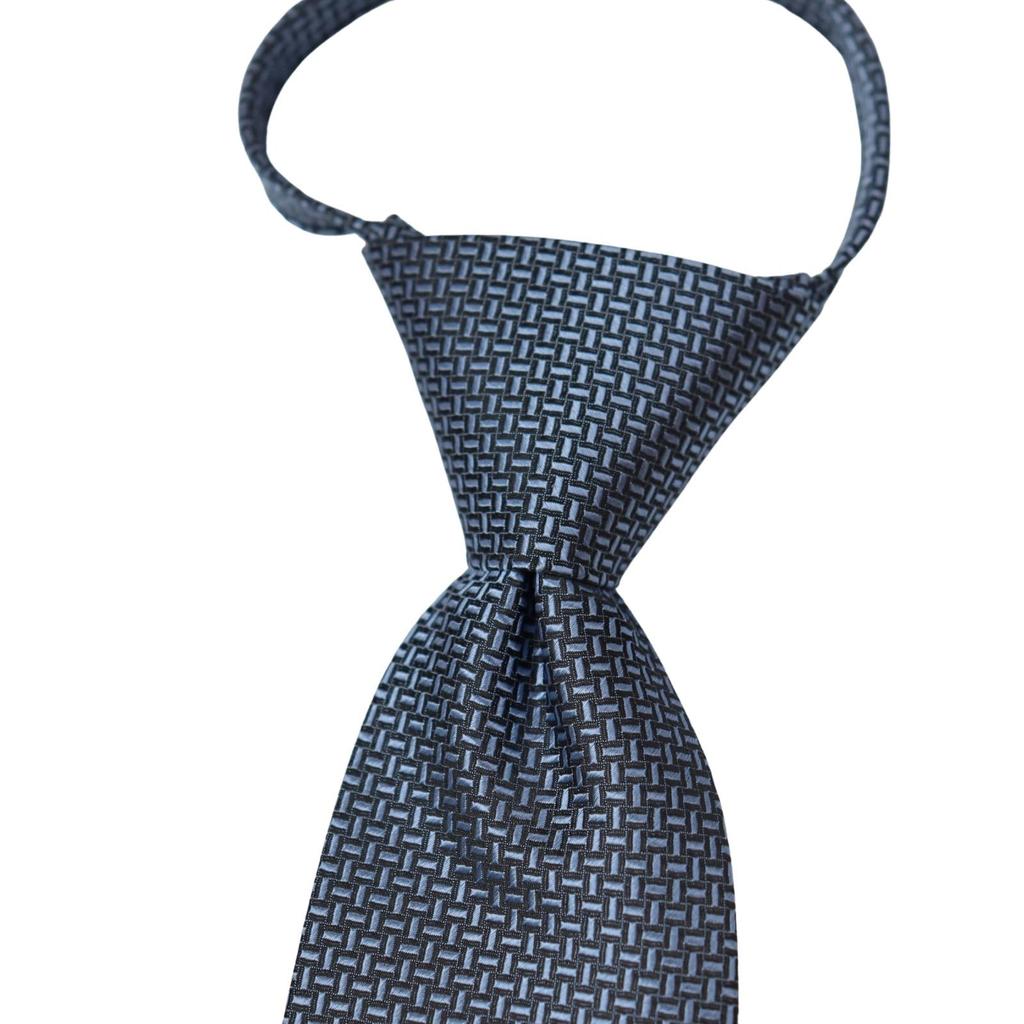 [Michiko London] Freshers' One-Touch Brand Necktie, Gift Box Included, Stylish Silk Blend Zipper Tie, No-Tie, Easy to Wear, Navy MKZP-30-A