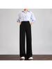 Tall Women's Black Drape Casual Wide-Leg Trousers - Spring/Autumn 2026