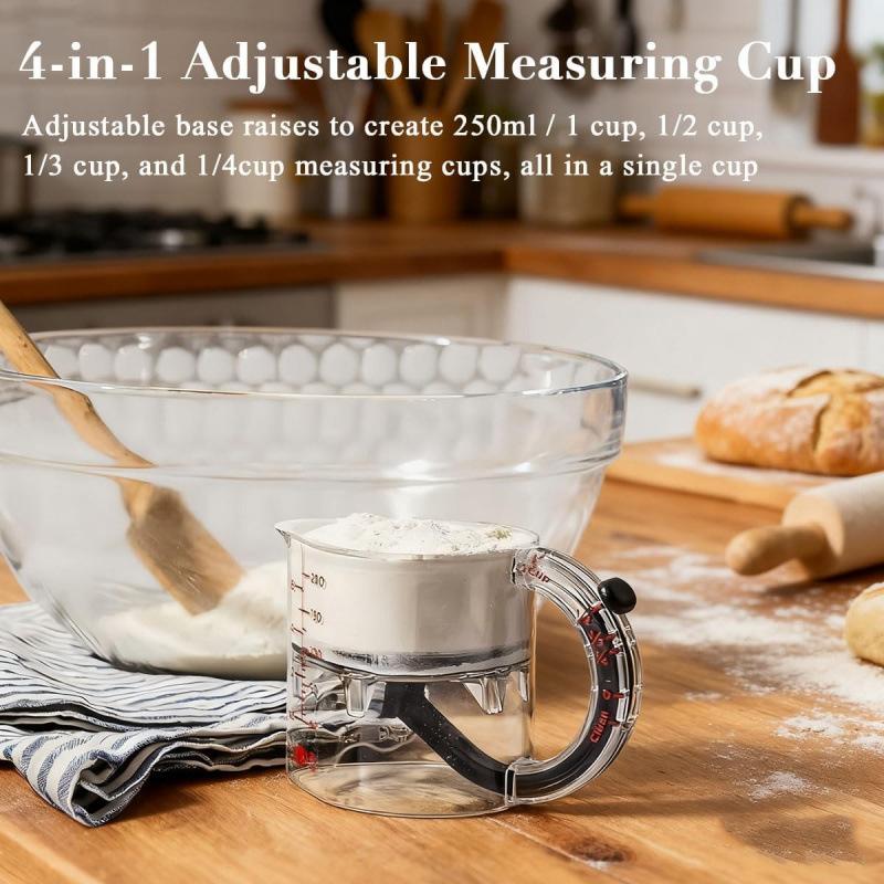 Adjustable Measuring Cup Multi-Functional Measuring Cup With Scraper-Style Seal Base Measurings Cube Cups For Cooking Kitchen