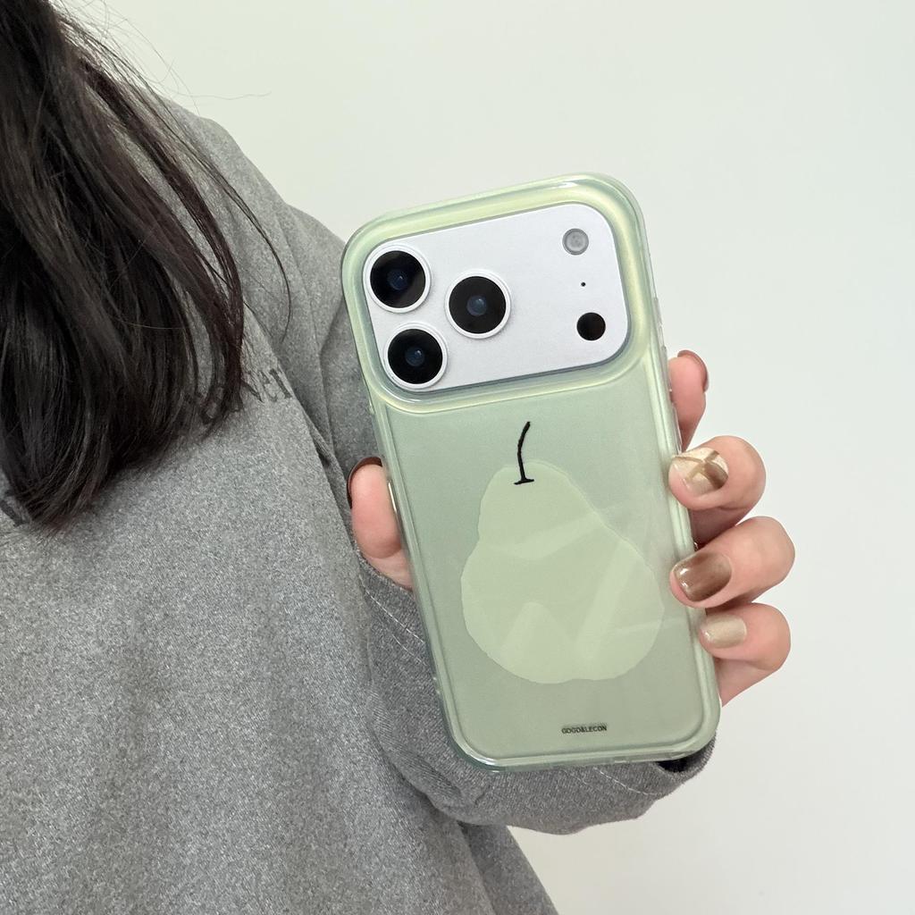 Simple Mambo Green Snow Pear Case for iPhone Models 13-17, iPhone 16 Pro Max, and Apple 15, Double Layer Protection
