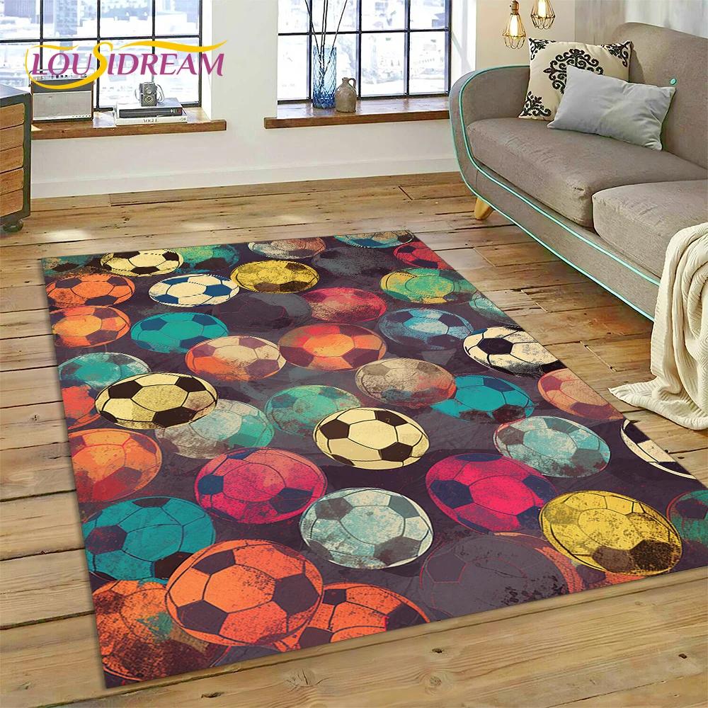 

3D футбольне футбольне поле Килимок для спальні Вітальня Домашній диван Прикраса, Діти грають у гру Великий декор Килимок Подарунок 100x150cm