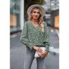 Herbst Damen Bluse, locker, bequem, gepunktet, lässig, bedruckt, V-Ausschnitt, Langarm-Shirt
