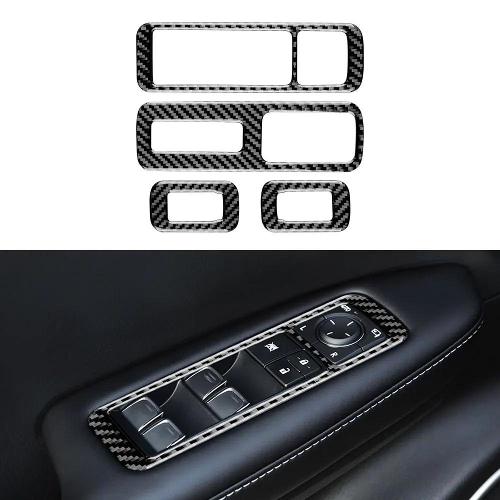 For Lexus RX 2016 2017 2018 2019 2020 2021 Real Soft Carbon Fiber Accessories Car Door Window Button Panel Sticker Interior Trim