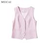 Meicai Summer Triacetate Linen V-neck Waist-cinching Vest