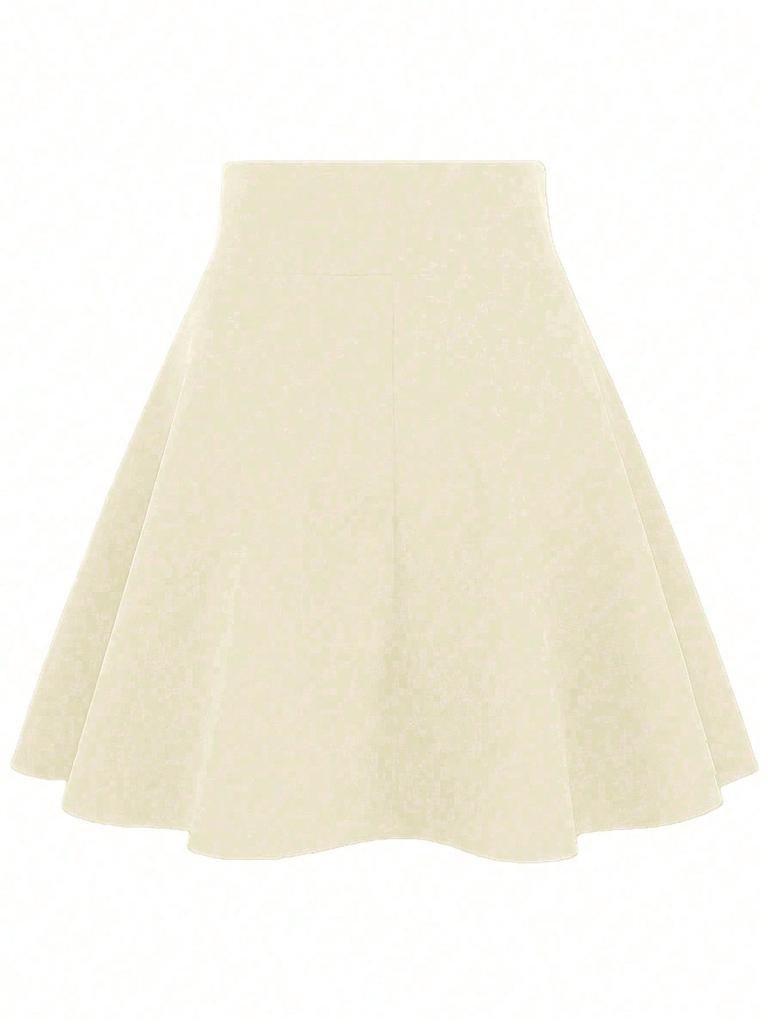 2026 Summer New Fashion Women's Solid Color Basic Skirt Casual Dailywear Regular-fit Woven Knee-length Skirts