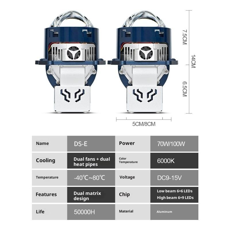 3 Inch Lentilă Dublă Putere Mare Efect Trei Lasere Nedistructiv Cupă Dublă Lampă H4 H7 Mașină Motocicletă Universal