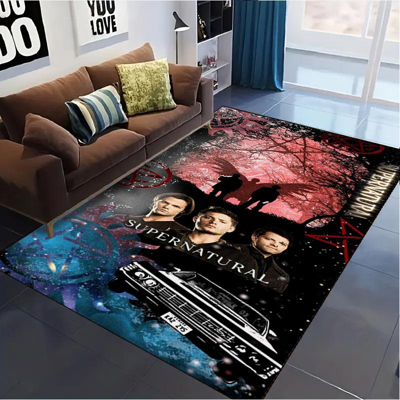 Supernatural Tv Series Poster Carpet Rug for Living Room Bedroom Home Sofa Decoration,Kids Play Non-slip Floor Mat