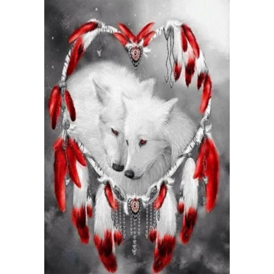 Pictură cu diamant DIY 5D cu strass Animal complet cu diamant brodat Lup Artă Imagine Mozaic Kit cusă de cruce Decorare cadou