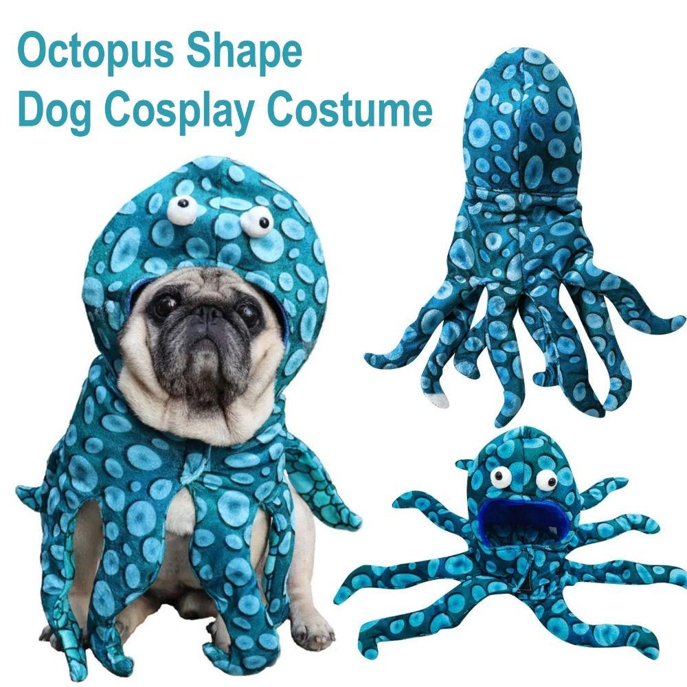 

Blue Pet Transformation Outfit Creative Dog Cosplay Costume Pet Cosplay Event S-Octopus