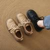 Love single shoes women's 2024 autumn new retro round head small leather shoes casual not tired foot lace-up flat shoes women