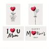 4 Pezzi Biglietto Festa della Mamma con Cuore 3D in Pelle - Un Regalo Unico ed Elegante per la Mamma