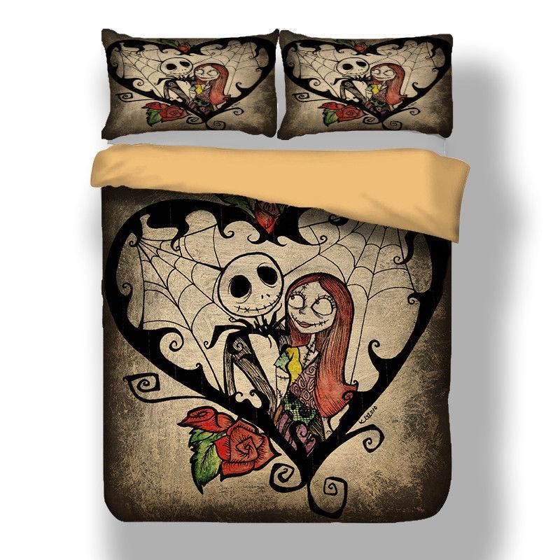 

Luxurious Nightmare Before Christmas Duvet Cover With Pillow Cases Quilt Cover Bedding Set For Halloween Enthusiasts Queen（3pcs）